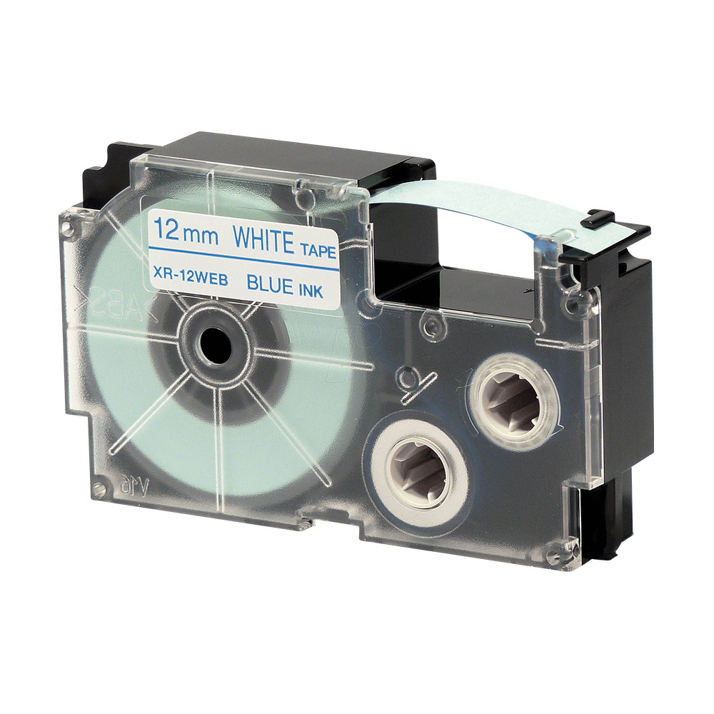 Casio Ez-Label Tape Cartridge - 12mm, Blue on White (XR-12WEB1)